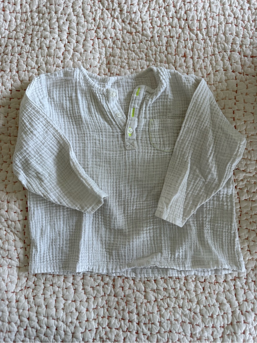 White Gauze Long-Sleeve Kids Top